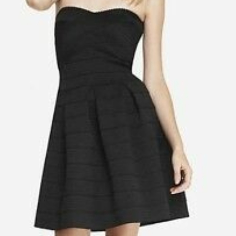Finesse Strapless Fit & Flare Mini Black Dress Large